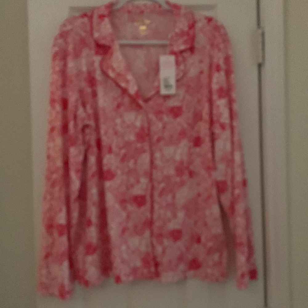 NWT Lilly Pulitzer Raspberry Rouge Animal Magnetism Pajama Top XXL - Picture 2 of 8